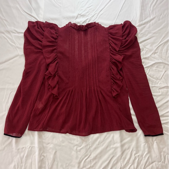 ZARA Rust Ruffled Blouse. XS - Picture 8 of 9